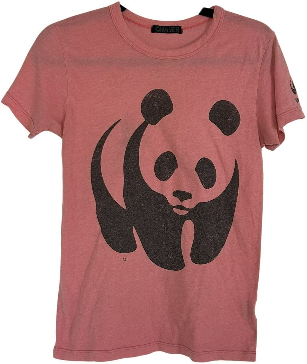 VTG Chaser LA WWF Panda Graphic Tee Pink L Made in USA Eco Friendly Sustainable